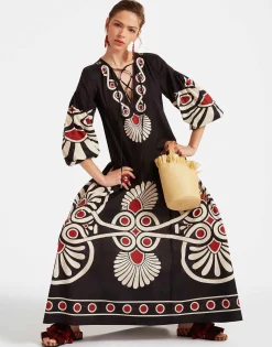 Viviana DressMedallion Placée Black in Cotton Voile