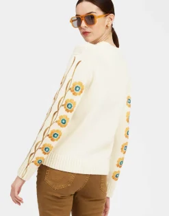 V-Neck Boy SweaterDaisychain Plac&eacute;e Off White in Wool Cashmere