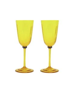 Wine Glasses Set Of 2Yellow in Murano Glass