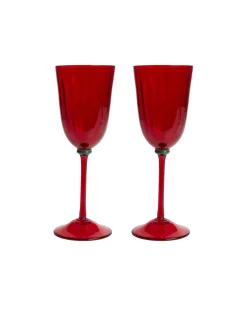 Wine Rainbow Glasses Set Of 2Red in Murano Glass