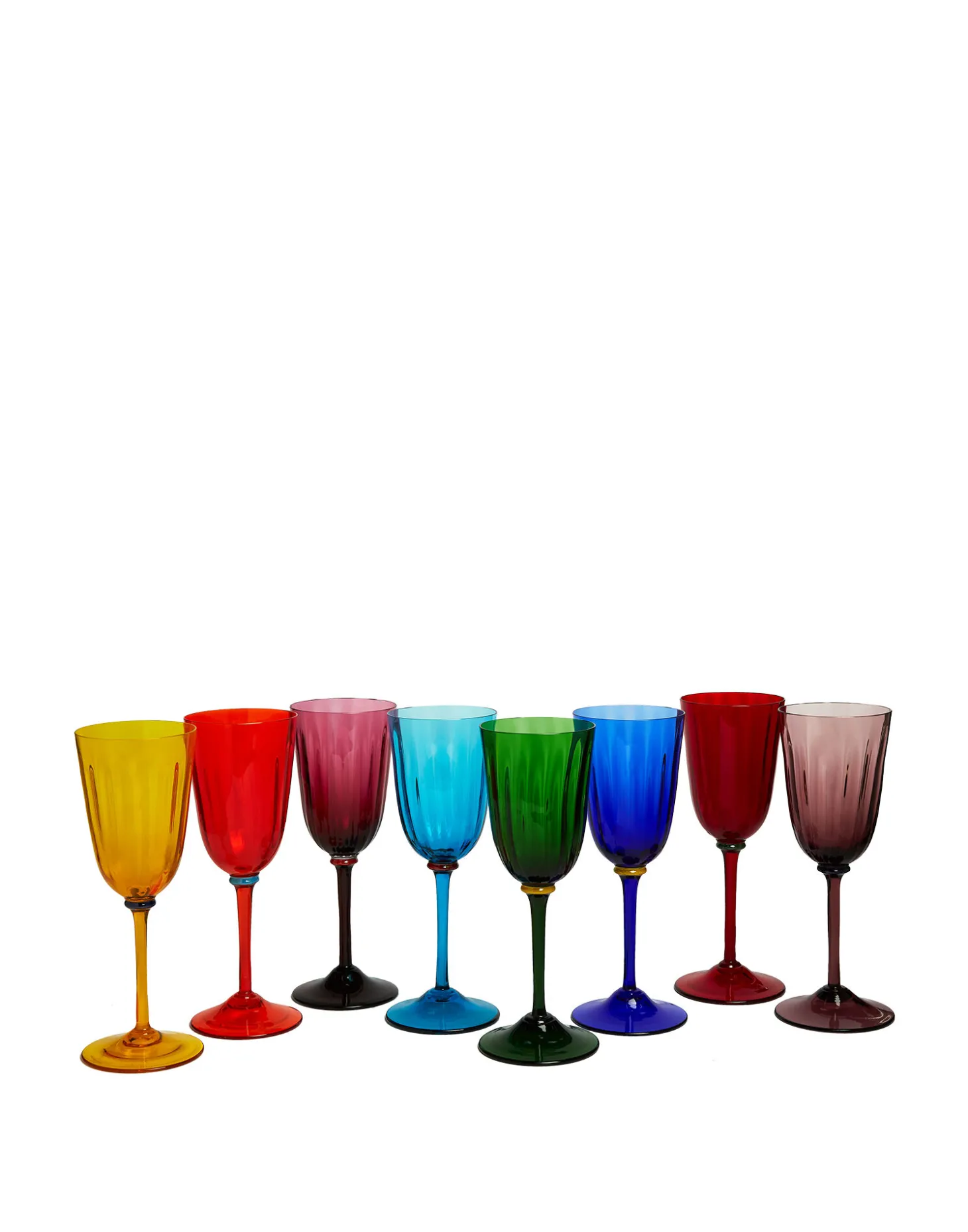 Wine Rainbow Glasses Set Of 8Rainbow in Murano Glass