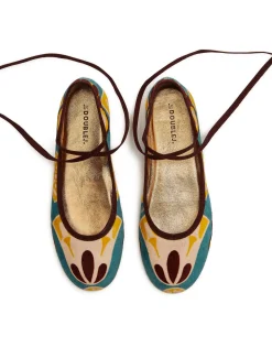 Winter Ballerina FlatsDendera Light Blue in Cotton Velvet