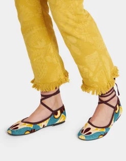 Winter Ballerina FlatsDendera Light Blue in Cotton Velvet