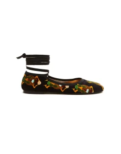 Winter Ballerina FlatsScarab Black in Cotton Velvet
