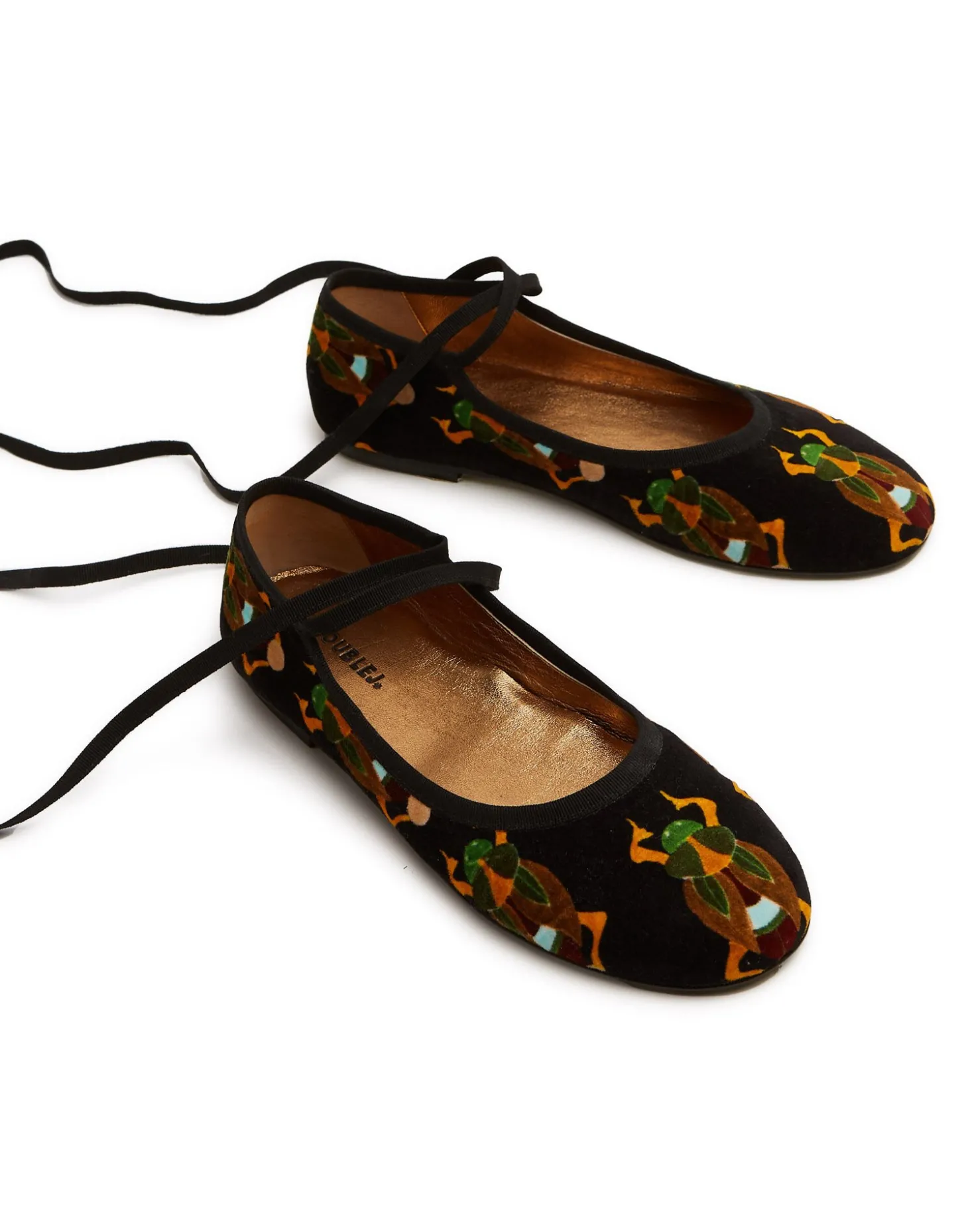 Winter Ballerina FlatsScarab Black in Cotton Velvet