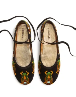 Winter Ballerina FlatsScarab Black in Cotton Velvet