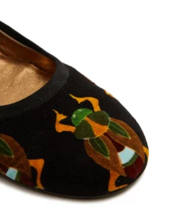 Winter Ballerina FlatsScarab Black in Cotton Velvet