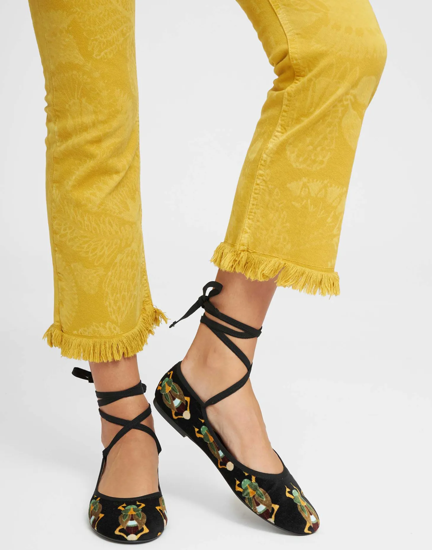 Winter Ballerina FlatsScarab Black in Cotton Velvet